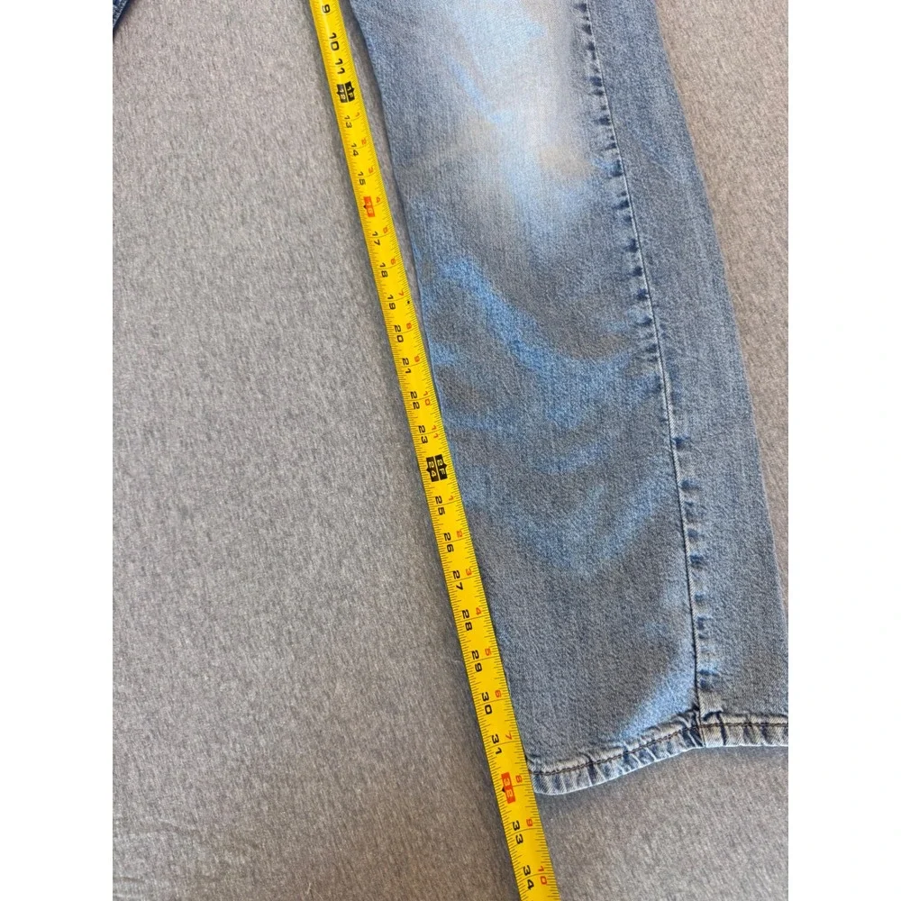Levis 505 Regular Fit Straight Leg Light Wash Denim Jeans Mens 36x34
